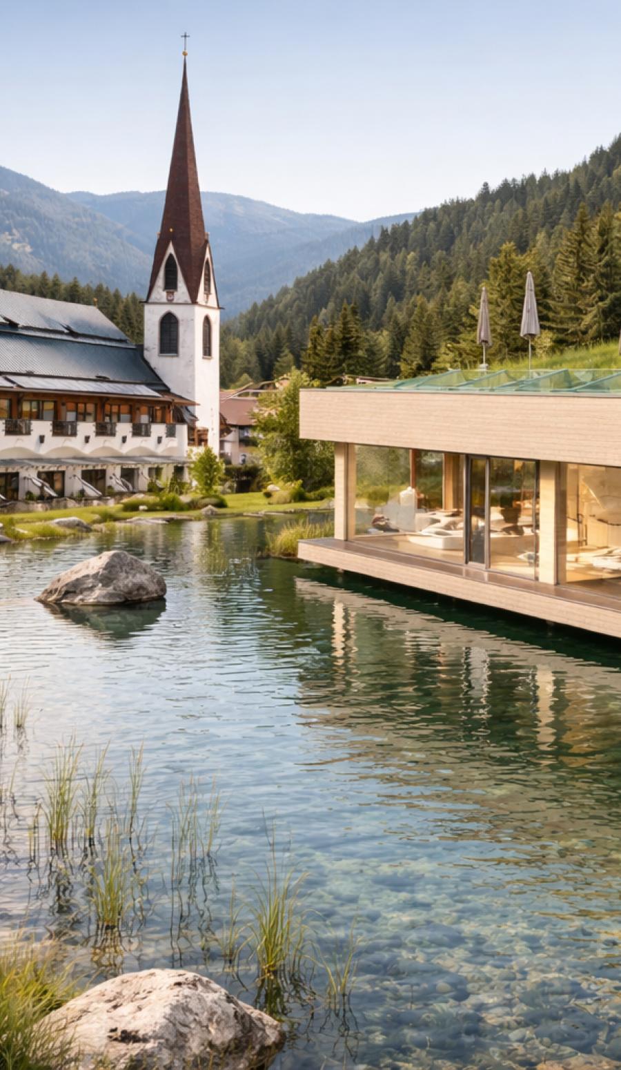 Geplante Umsetzung vom Wellnesshaus und Naturbadeteich im Klosterbräu
