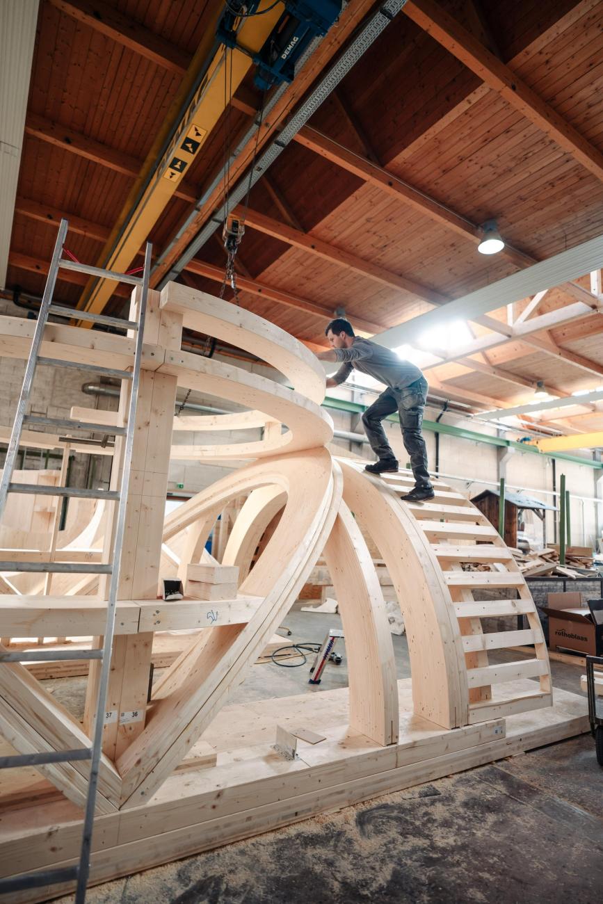 Hallenbau bei Holzbau Maier