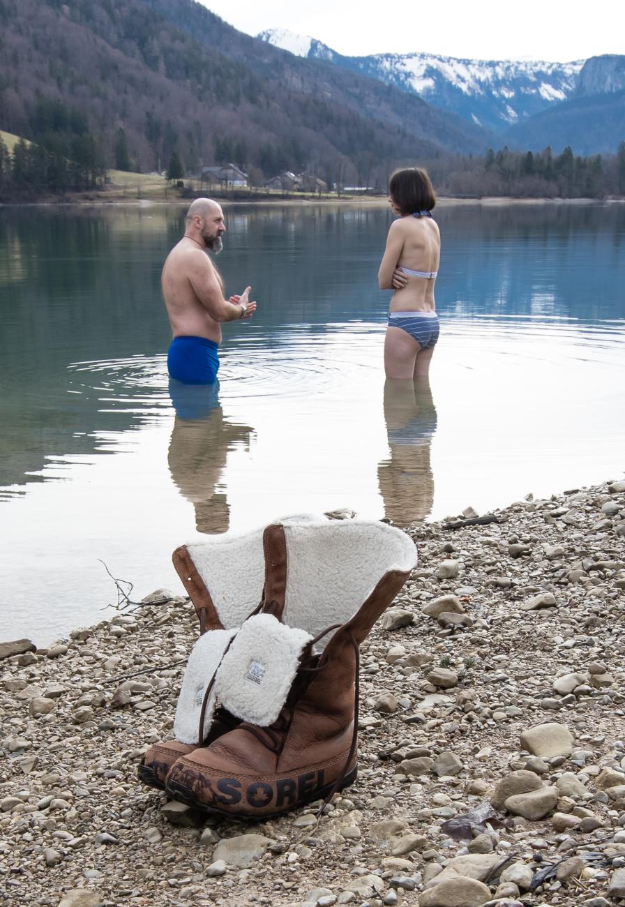Eisbaden im Hintersee