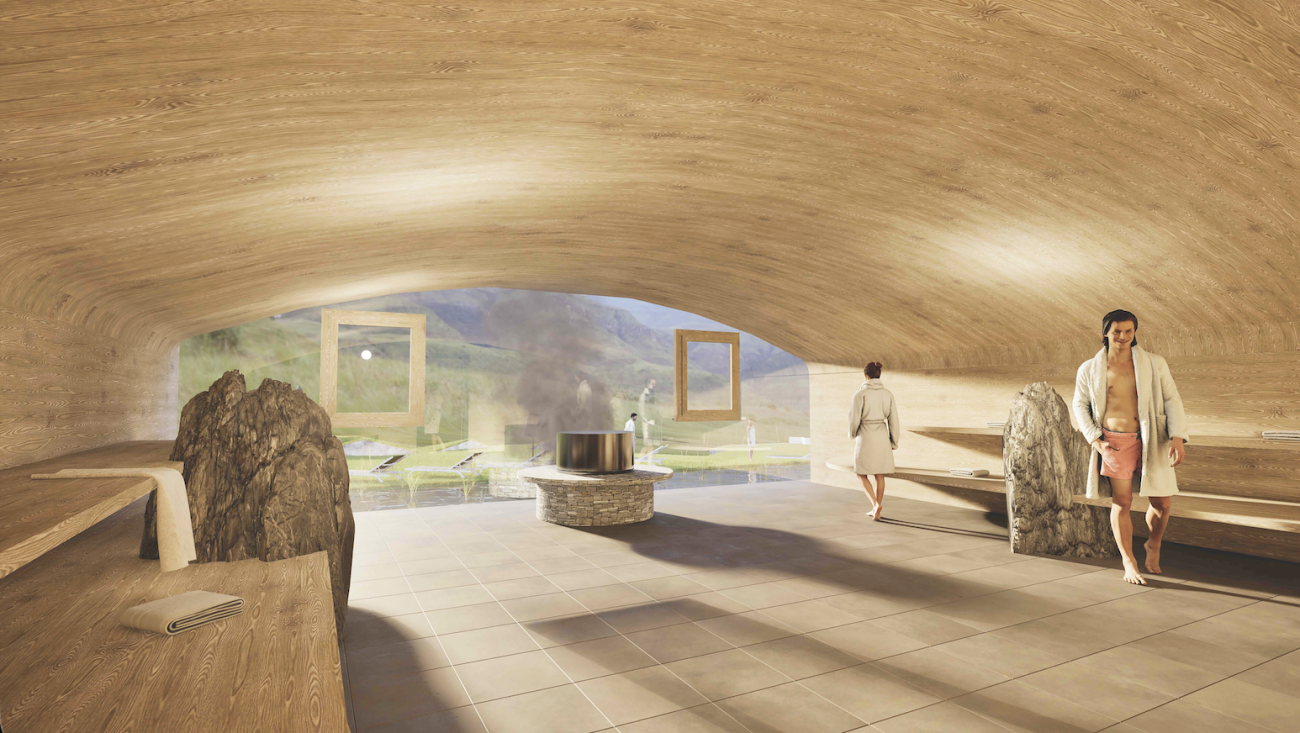 Sauna im künftigen Wellnesshaus im Hotel Klosterbräu